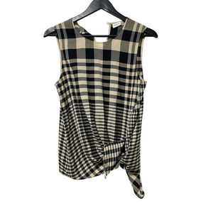 Babaton Hopkins Blouse Small Black Tan Check Print